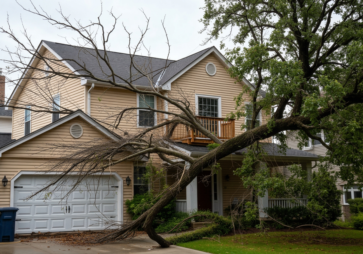 Storm-Damaged Tree Removal — before